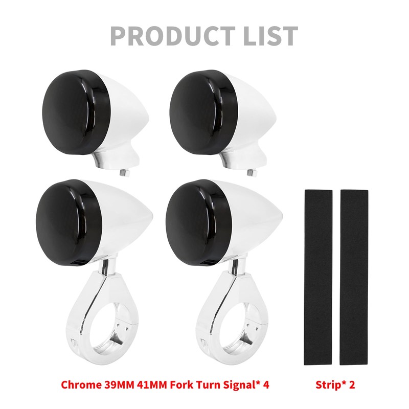 HDBUBALUS 4Pcs Front Rear Motorcycle LED Turn Signals Light 39-41mm