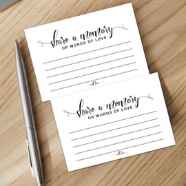 Share a Memory or Words of Love Cards, Celebration of Life Decorations, Funeral Guest book, Memorial Guest Book for Weddings, Showers, Birthdays, Celebration of Life, Going Away, Graduation, 50 Cards.