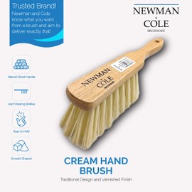 Newman and Cole Natural Wooden Hand Brushes - Choose from Hard Stiff Bristle Brush or Soft Brush with Natural or Synthetic Bristles (1 x Soft Synthetic Bristle Hand Brush)