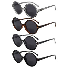 Eyekepper 4-pack Bifocal Sunglasses Women Small Lens Round Bi-focal Readers +1.50