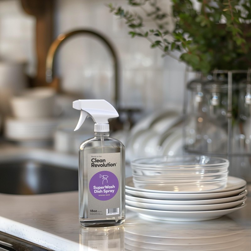 Clean Revolution SuperWash Dish Soap Spray 18oz Refill Supply Container,
