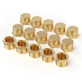GASHER 1/2"NPT Brass Pipe Cap, NPT Female Thread Socket Pipe End Cap Plugs Fitting 2PCS