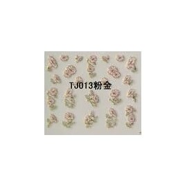 Generic Golden Edge Artistic Rose Flowers Nail Art Sticker Tj013 Golden Pink Nail Wraps Art Stickers Manicure Supplies for Women for Home Nails Full Long Lasting Easy Apply and Remove