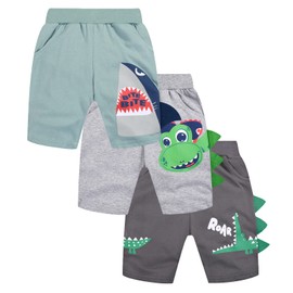 YOUNGSOUL Boys' Shorts, Children's Shorts, Summer Shorts, Pack of 3, Patterned 2