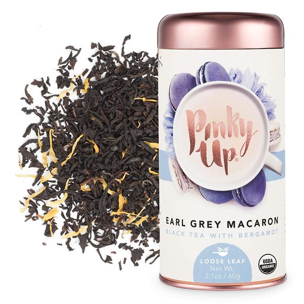 Pinky Up Earl Grey Macaron Loose Leaf Tins Black Tea, 2.1 oz / 60 g, White