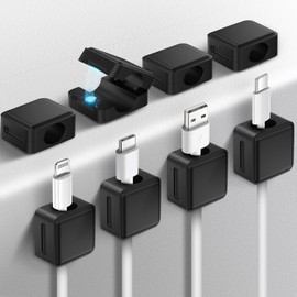 aceyoon Cable Holder Magnetic Cable Clip Set of 8 Magnetic Cord Holder Compatible with Diameters up to 7mm Organize Cables Desk Area Wiring Box Adhesive Strong Adhesive Compatible with USB HDMI Cables