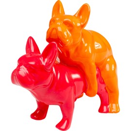 Kare Design Deco Figurine Love Dogs Pink Duo Pop, Orange, Pink, Dolomite, Modern Animal Statue, Gift, Decorative Home Accessories, Room Decor, Home Decor for Living Room, 17x11x20 cm (H/W/D)