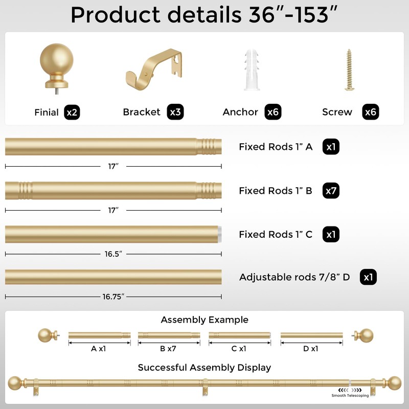 Extra Long Curtain Rods for Windows 72 to 144 Inch,