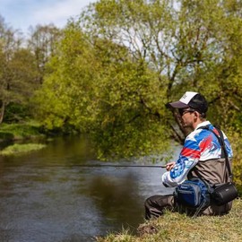 Raprance Fly Fishing Waist Pack with Adjustable Waist Strap, Multi Pocket Fall River Fishing Chest Pack, Blue, Adjustable, Fishing