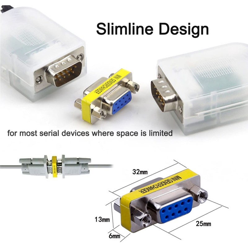 RS232C DB9 Convert Small Adapter Gender Changer (9 Pin Female