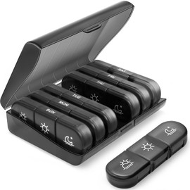 Pill Box 7 Days Morning, Lunch and Evening, Pill Box 3 Compartments, Weekly Pill Box, Handy and Moisture-proof Medicine Box for Medicines, Vitamins, Fish Oil, Food Products