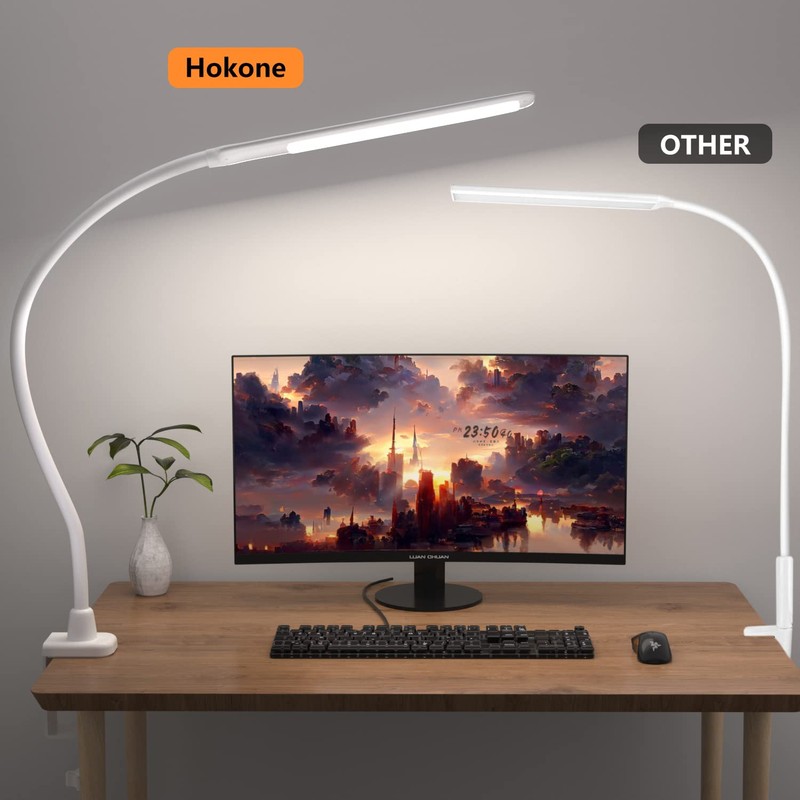 LED Desk Lamp With Clamp, 10W Gooseneck Lamps Touch Control,Swing