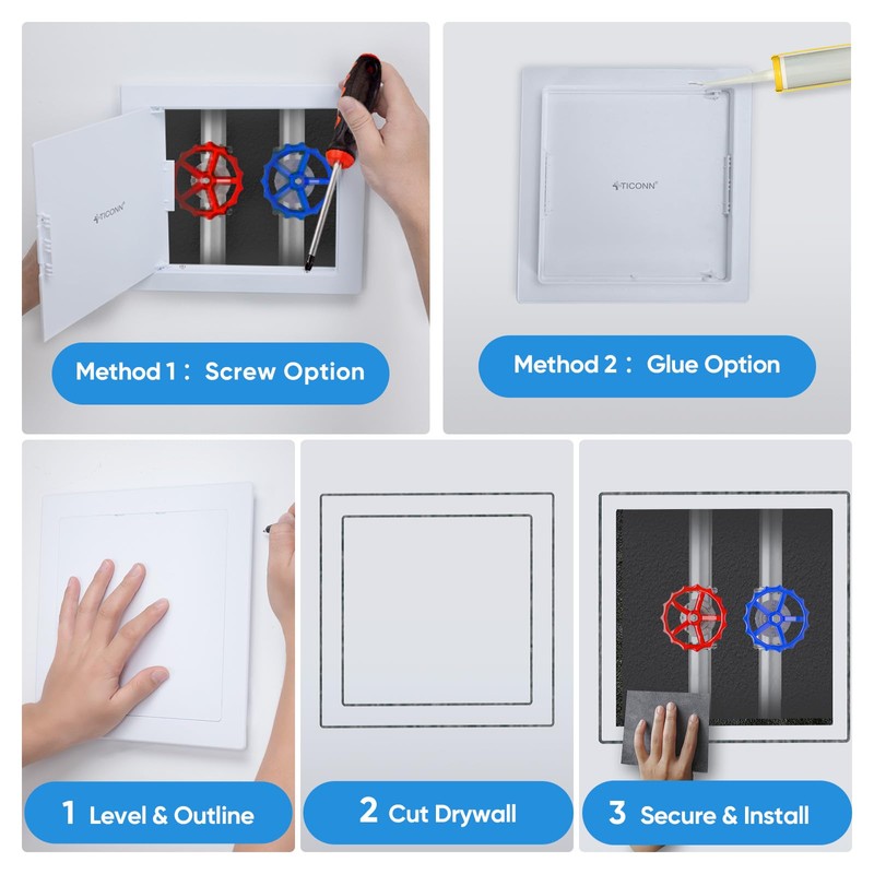 TICONN Access Panel for Drywall, 6 x 9 Inch ABS