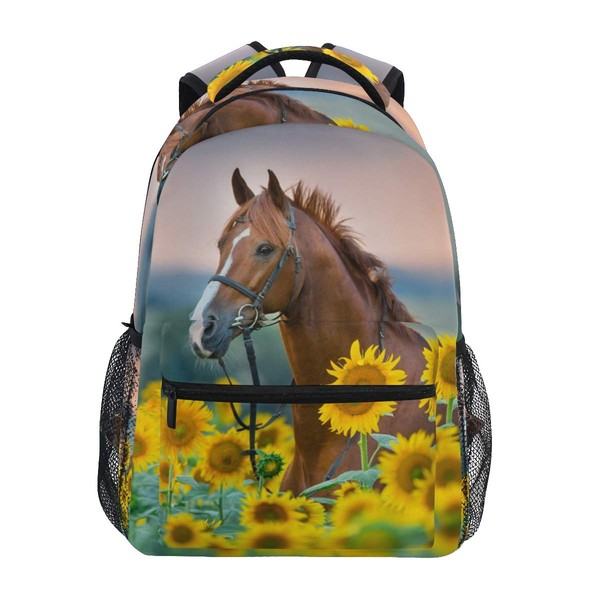 Flower Horse Backpack for Girls Backpacks for Elementary School Bags Cute Bookbag for Kids 3rd 4th 5th Grade
