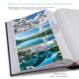 1DOT2 Photo Album 4x6 Photos Hold 402 Pockets with Memo Slip-in Pockets Photo Book, Leather Cover Picture Albums with Writing Space for Wedding Anniversary Family Baby Vacation Mother's Day Black