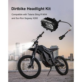 HKJWUN Upgrade Headlight Kit Fits for Talaria Sting R MX4 Sur-Ron Segway X260, with Oval Shaped Lamp Shell, Plug and Play Motorcycle LED Front Light with Adjustable Bracket & Adapter Harness