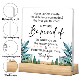 Thank You Gifts for Coworker Employee Appreciation Gift Retirement Presents Be Proud of the Work You Do Clear Desk Decorative Sign Acrylic Plaque With Wooden Stand 4x4 Inch Sign Office Desk Decor