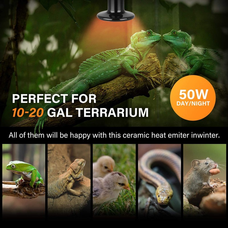 Simple Deluxe 50W Ceramic Heat Emitter Reptile Heat Lamp Bulb