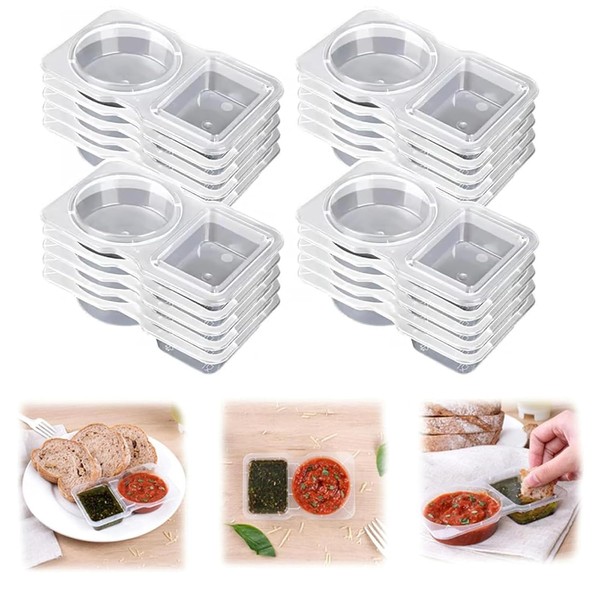 20PCS Contenedores Reutilizables para Snacks, Doble Compartimento, Incluye Tapas Hermticas,