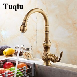 JVOZBZMWZ Faucets,Antique Rotating Carved Kitchen Faucet Swivel Kitchen Sink Faucet Kitchen Vanity Faucet Water Tap(Antique)