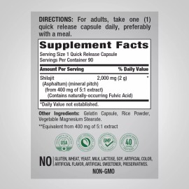 Shilajit Pure Shilajit 2000mg 5X90 Caps Naturally Occurring Fulvic Acid Non GMO/No Gluten