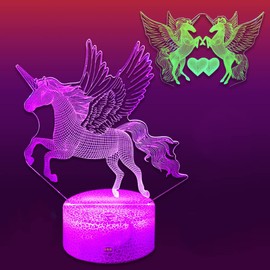 NEW ERA CREATORS Unicorn Night lamp for Kids - Unicorn Gift - Unicorn Night Light for Girls Room - 3D Optical Illusion Led Light - Unicorn Toys Birthday GITS