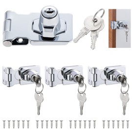 Knpwer 4 Pcs Metal Lock Hasp,Zinc Alloy Door Bolt Latch Buckle with Padlock and 8 Alike Keys,Keyed Locking Hasp Shed Locks for Door Gate Cabinets Drawer (2.5 inch)