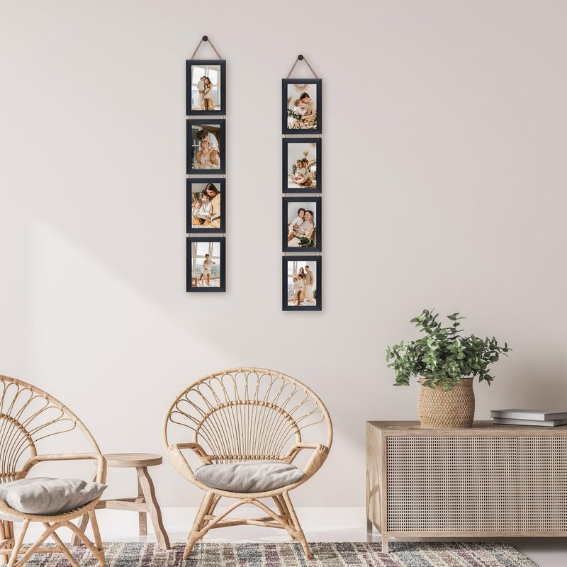 QUTREY Black 4x6 Hanging Picture Frames Set of 2, 4
