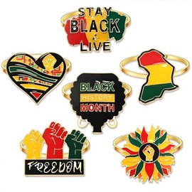 6PCS African Napkin Rings Juneteenth Napkin Rings Set Enamel Africa Map Power Fist Sunflower Heart Napkin Holder Rings for Table Decor Black History Party Table Place Settings Decorations