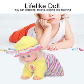 Lifelike Doll, Multi-Modes Safe Electric Doll Crawling Doll for Newborn for Birthday(10-inch small girl)