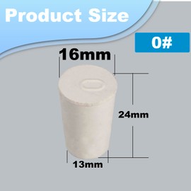 10pcs 0# Tapered Shaped Solid Rubber Stopper Plugs Lab Test Tube Stoppers for Lab Tube Stopper Size 13x16x24mm Hole Stopper White