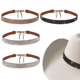 Yymobt 4 Pcs Cowboy Rhinestones Hat Band Bling Adjustable Hatband Cowgirl Hat Belt Western Style Jewelry for Women Men