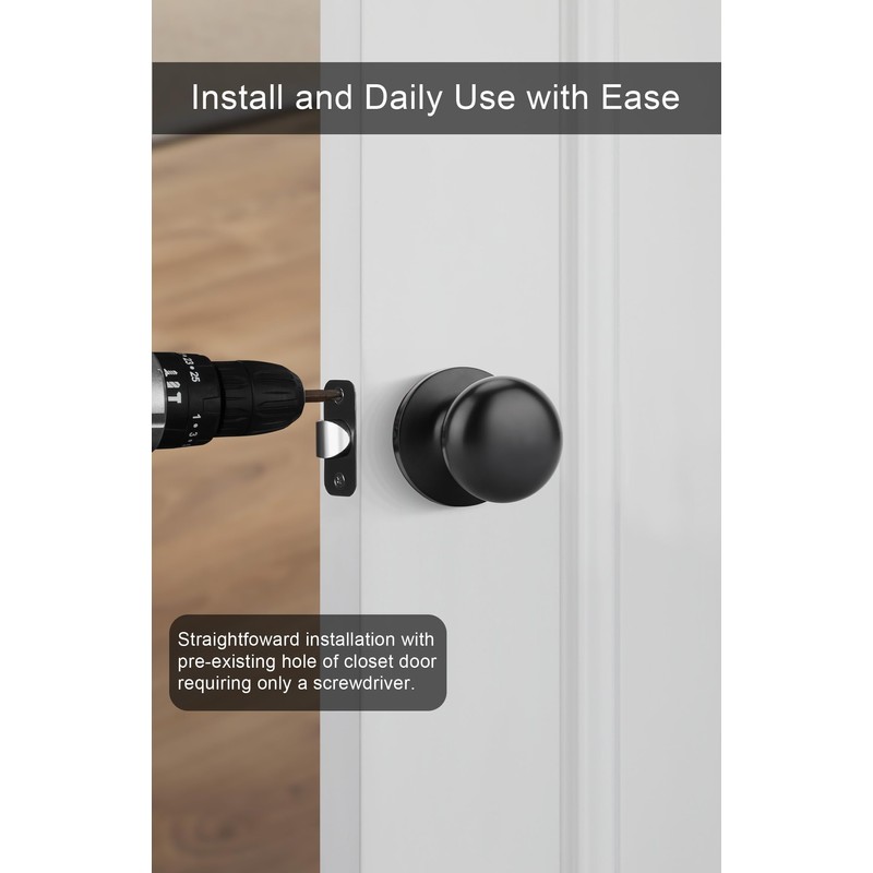 Goldenwarm Black Closet Door Knobs, Passage Door Knobs, Matte Black