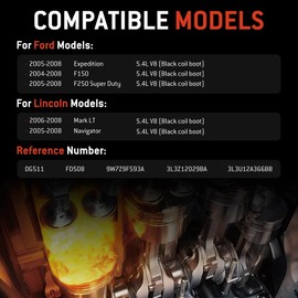 HYR Set of 8 Ignition Coil Pack and Spark Plugs Fit for 5.4L Ford F150 2004-2008, Expedition F250 F350 Super Duty 2005-2008, Lincoln 5.4 Mark LT 2006-2008, Navigator 2005-2008 Replaces DG511 UF537