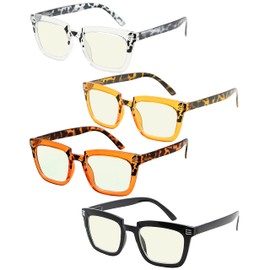 Eyekepper 4-pack Reading Glasses Blue Light Blocking Women Stylish Computer Readers +1.75