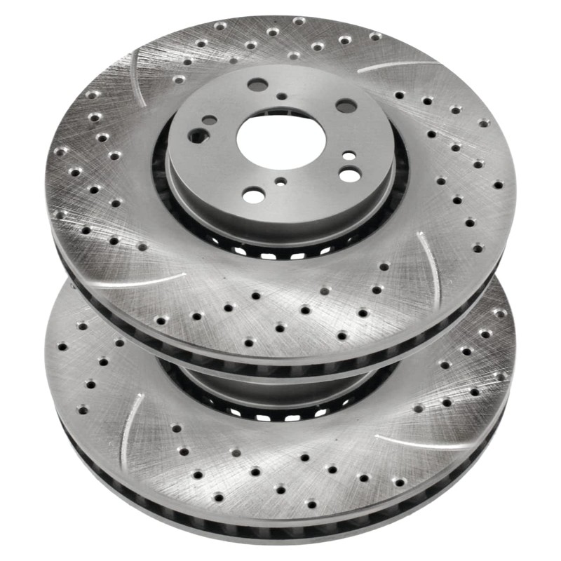 AutoShack Pair of 2 Front Drilled and Slotted Brake Rotors