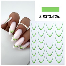 JERCLITY 6 Sheets Solid Color Gradient French Tip Nail Stickers, Self-Adhesive 6 Color French Stripes Line Stickers Guide Smiling French Lines Nail Art Designs French Tip Stencils for Nails(Design 1)
