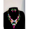 MMonesu Women Jewelry Set Rhinestone Colorful Crystal leaf shape Statement
