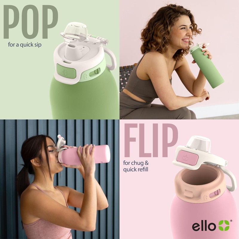 Ello Pop & Fill 22oz Stainless Steel Water Bottle with