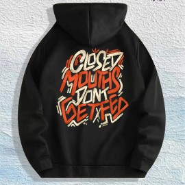 Closed Mouths Don t Get Fed Graphic Hoodie 100% Cotton US Warehouse 7 ColorsColor: Red, Size: L