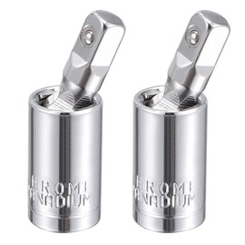 TA-VIGOR 2Pcs 1/4 Inch Drive Universal Joint Swivel Socket, Cr-V Steel Deep Socket Adapter with 360° Swivel Connection, Spring-Loaded Detent Ball for Ratchets and Hand Tools