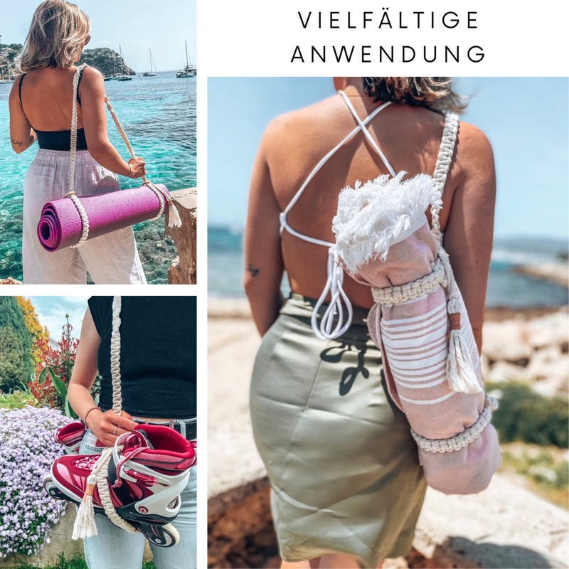 Macraben Cotton Carrying Strap for Yoga Mat - Adjustable Macrame