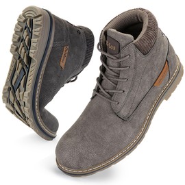 Men's Waterproof Mid-Top Chukka Boots for Work Everyday Wear Casual Outdoor Grey 13.5
