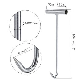 sourcing map T-Handle Meat Boning Hook, Galvanized T Hooks for Kitchen Butcher Shop Restaurant 12"(300mm)