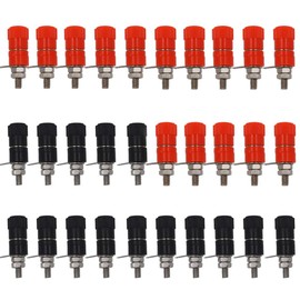 senvenelec 30Pcs Banana Connectors, 4mm Banana Connector Binding Terminal Jack, Banana Plug Connector, banana type panel female connectors - 15 Black, 15 Red.