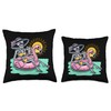 Retro Summer Skeleton Flamingo Float Vacation Beach Drink Throw Pillow