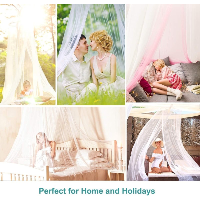 SZHTFX White Mosquito Mesh Net for Bed Canopy,Large Dome Hanging