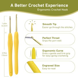 2.5mm Crochet Hook, Supers Smooth 2.5 mm Ergonomic Crochet Hooks for Beginner, Comfort for Arthritic, 1 Pack