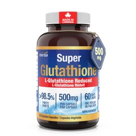 Herba Herba Glutathione Supplement 500mg - 60 Vegetable Capsules | L Glutathione Reduced Active Form | Super Glutathione 500mg Capsule for Antioxidants | >98.5% Purity | Made in Canada