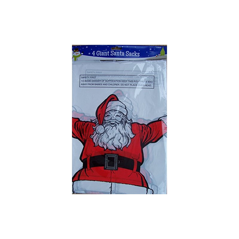 Pack of 4-75x50cm Giant Santa Present Sacks - Christmas Stockings